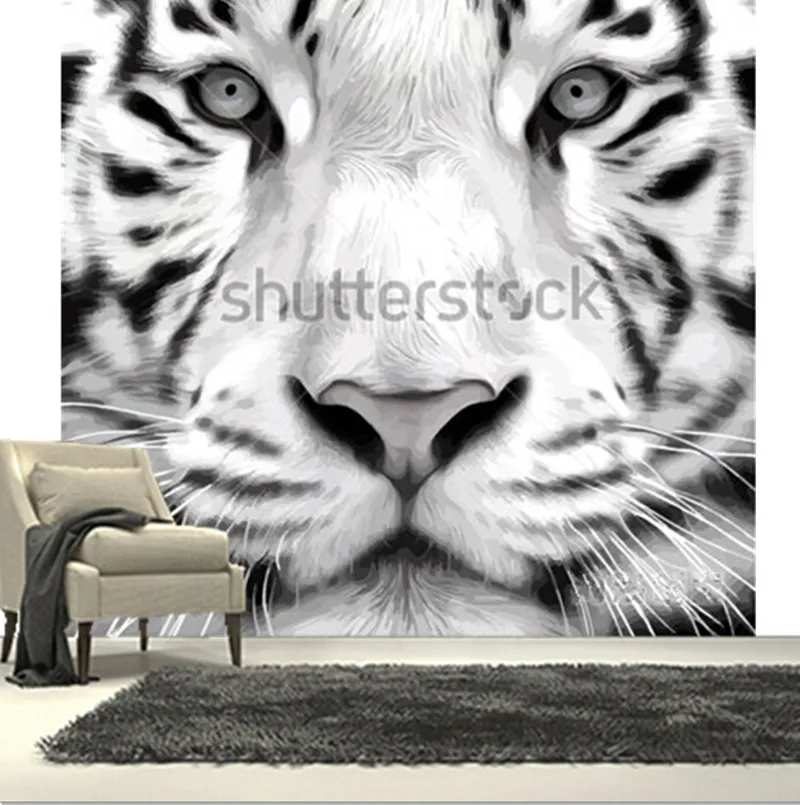 Pôster de tigre 3D, mural de decoração de parede, papel de parede  personalizado com foto 3D para sala de estar, quarto, decoração de casa,  200140 cm