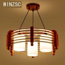A1 Modern Chinese style chandelier solid wood restaurant lamp creative wooden lamp table circular simple chandelier three dining