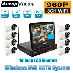 4CH 960 P H.265 Беспроводной NVR видеокамера с Wi-Fi Системы 12 "монитор WIFI NVR наборы наружного видеонаблюдения IP Камера системы видеонаблюдения