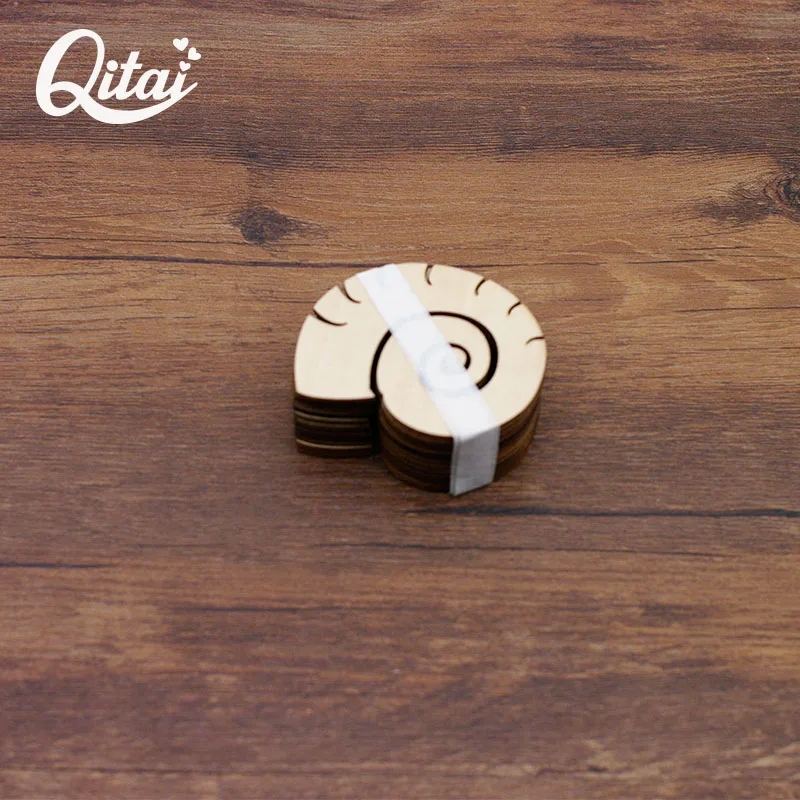 

Original global shopping festival 2019 QITAI 12pieces conch Wooden Veneer Shape DIY Products home decoration accessories WF002