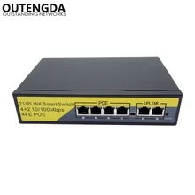 2+ 4 порта 10/100Mbs PoE выключатель инъектор питания по rj45 Ethernet IEEE 802,3 afat переключатель для камер AP VoIP Встроенная Мощность 90 Вт
