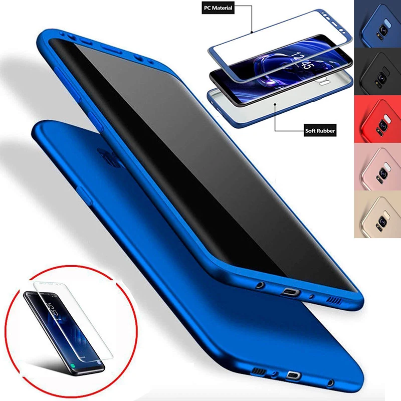 

ProElite for Samsung Galaxy S7 Edge S8 S9 Plus Note 8 9 360 Degree Full Protective PC Cover Case 3D Curved Tempered Glass flim