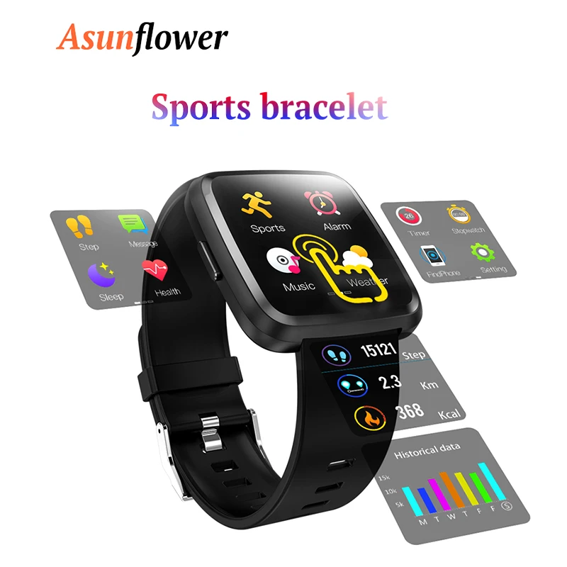 

2019 NEW Arrival Sports bracelet incoming Call SMS reminder Pedometer health management Adult Sport Bracelets IP67 WaterProof