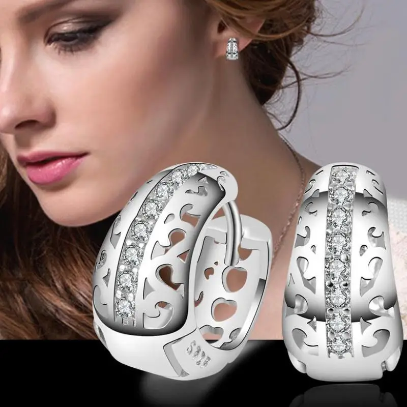 

Sterling-silver-jewelry pendientes mujer earrings 925 brincos plata earing stud orecchini oorbellen women jewelry crystal erty