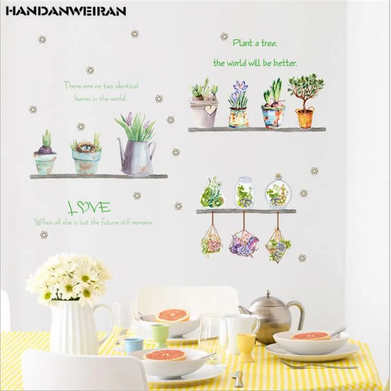 

1PCS 50*70CM Fresh scenery garden potted wall stickers removable self-adhesive waterproof stickers for home