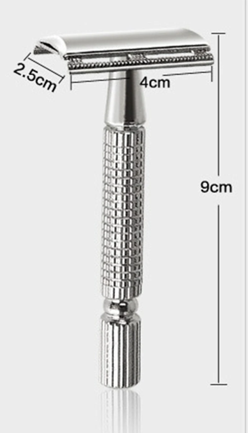 Безопасная двойная бритва Edgec из нержавеющей стали для мужчин, бритва для ухода за лицом с двумя концами. 1 шт. Pzaor+ 10 шт. лезвий Rzaor