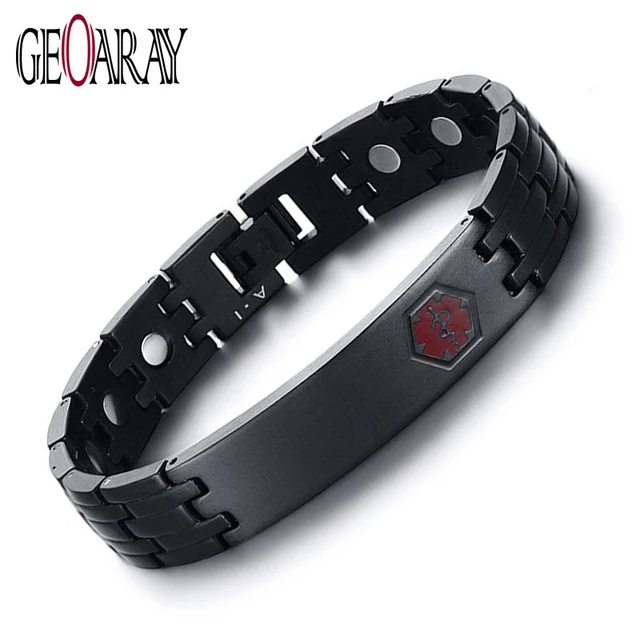 New Brand Medical Alert Id Bracelet For Men Bangle Health Care New Brand Medical Alert Id Bracelet For Men Bangle Health Care Magnetic Energy Stainless Steel Male