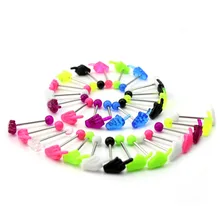 30 шт смешанных цветов ручной формы душевной штанга для языка кольца пирсинг в форме гантели ювелирные изделия