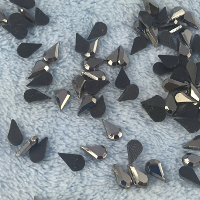 5*8MM 50pcs Hot Fix Rhinestone Drop shaped Gunmetal Special-shaped Strass Crystal and Stones For Dress Crafts | Дом и сад