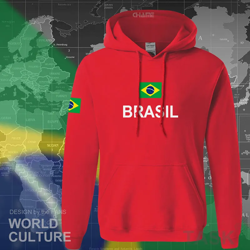 Brasile Brasile FLAG MAPPA-Uomo Felpa con Cappuccio