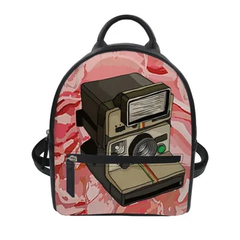 

THIKIN 3D Personalized Custom Ladies Mini Small Backpack 3D Camera Pattern Women Bag PU Leather Rucksack Girls Travelling Bags