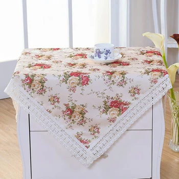 

High Quality 80*80cm Oilproof Printed Cotton Tablecloth Waterproof Insulate Square Coffee Tea Table Pad Wedding Table Cloth