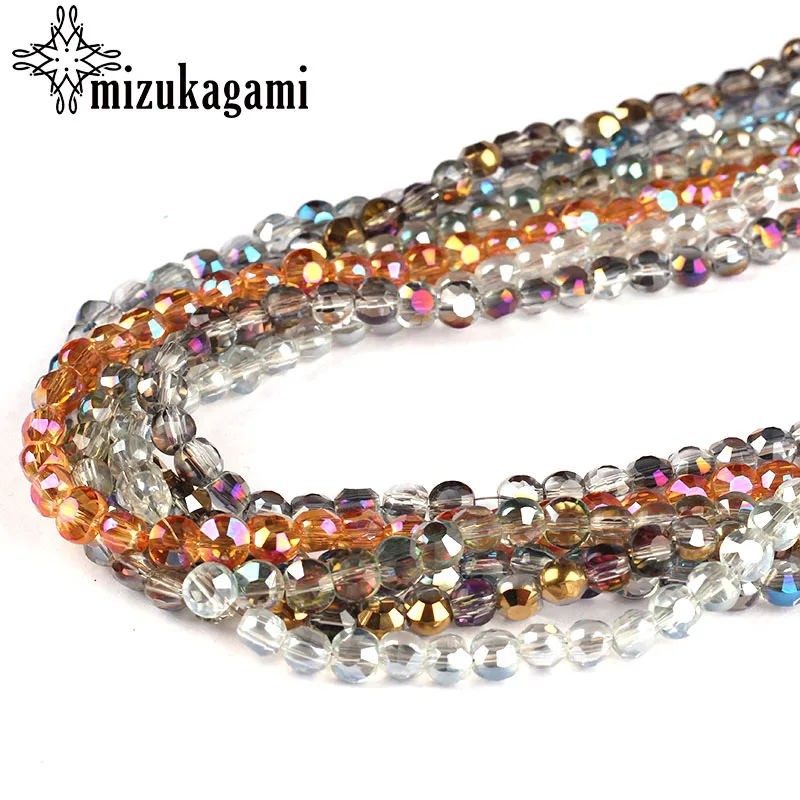 

96pcs/pack 4*5mm Flat Round Loose Glass Crystal Beads Charms For DIY Necklace Earrings Bracelet Accessories