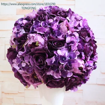 

40cm wedding flower wall decoration artificial silk rose 2/3 round flower ball wedding table centerpiece flower balls TONGFENG