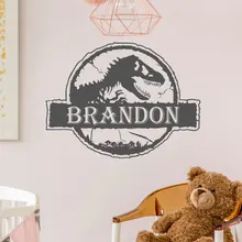 Adesivo de parede de dinossauro, nome personalizado, jurássico, parque, vinil, decoração de casa, crianças, meninos, presente de criança, decalque, mural 3n37