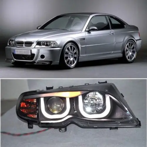 

Ownsun Dual 3D Rectangle CCFL Angel Eye DRL Projector Headlight for BMW 3 E46 2002-2005