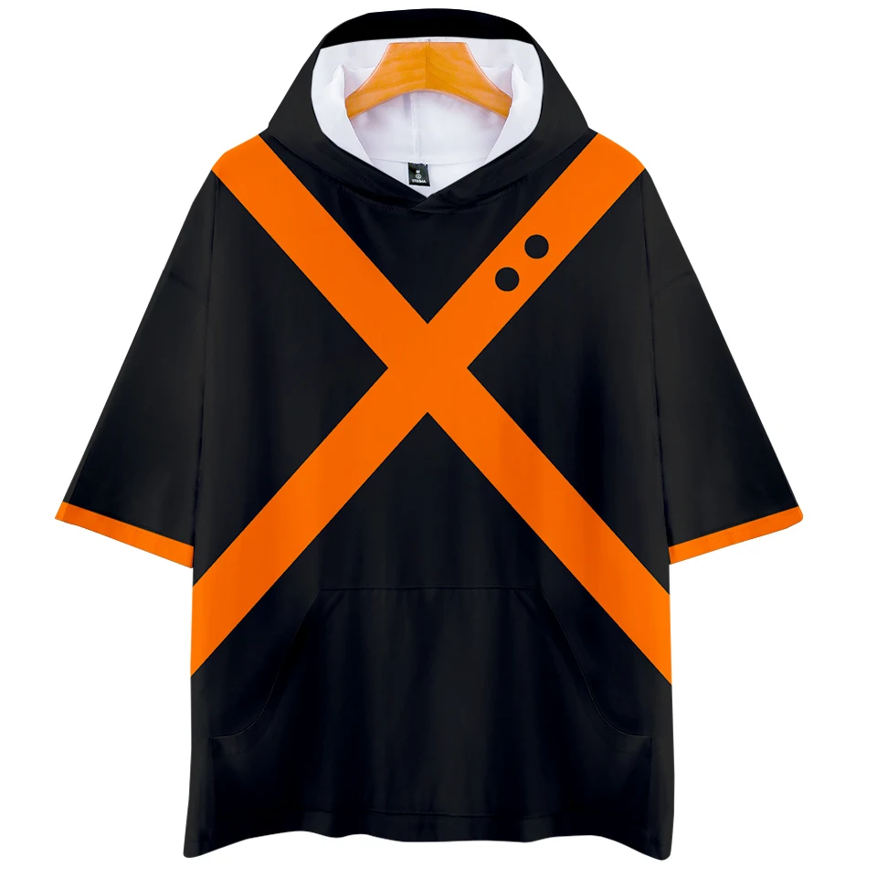 

My hero academia spring and summer autumn hot sale unisex short-sleeved hooded T-shirt couple like parent-child sports cosplay