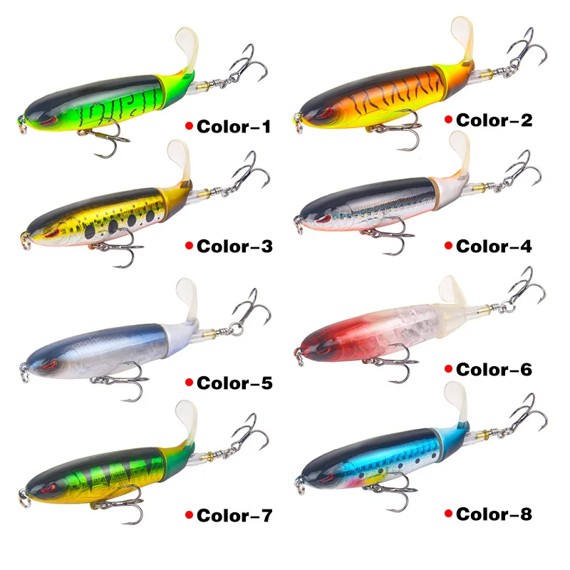 

PDDHKK Hight Quality 1pcs 10-13cm Artificial Crankbait With Soft Rotating Tail 3D Eyes Popper Fishing Bait Fishing Tackle Lure