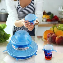 6pcs/lot Universal Silicone Suction Lid-bowl Pan Cooking Pot Lid-silicon Stretch Cover Kitchen Pan Spill Lid Stopper Cover