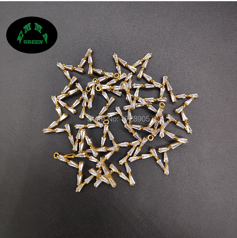 

Zircon Star Charms Pendant Copper Geometric Star shape Earring Making Charms 10 pcs 31 mm for DIY Jewelry Making Accessories