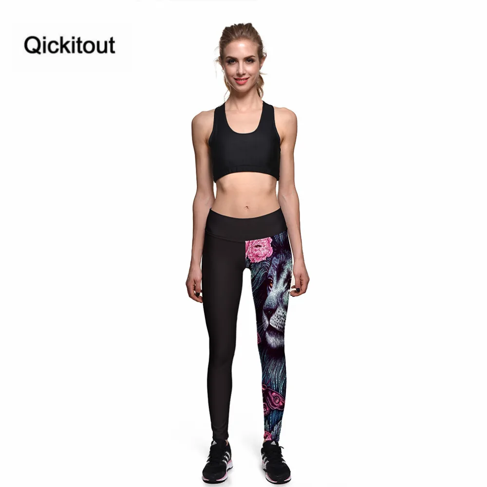 Qickitout леггинсы новые сексуальные модные новые леггинсы Тигр Роза 3D принт женские брюки ropa mujer плюс размер Прямая поставка