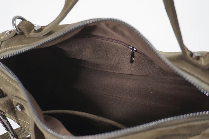 LilyHood Женская Замшевая сумка на плечо из натуральной кожи с заклепками для женщин, маленькая сумка для отдыха в Бостоне, нубуковая Сумка-котелок через плечо