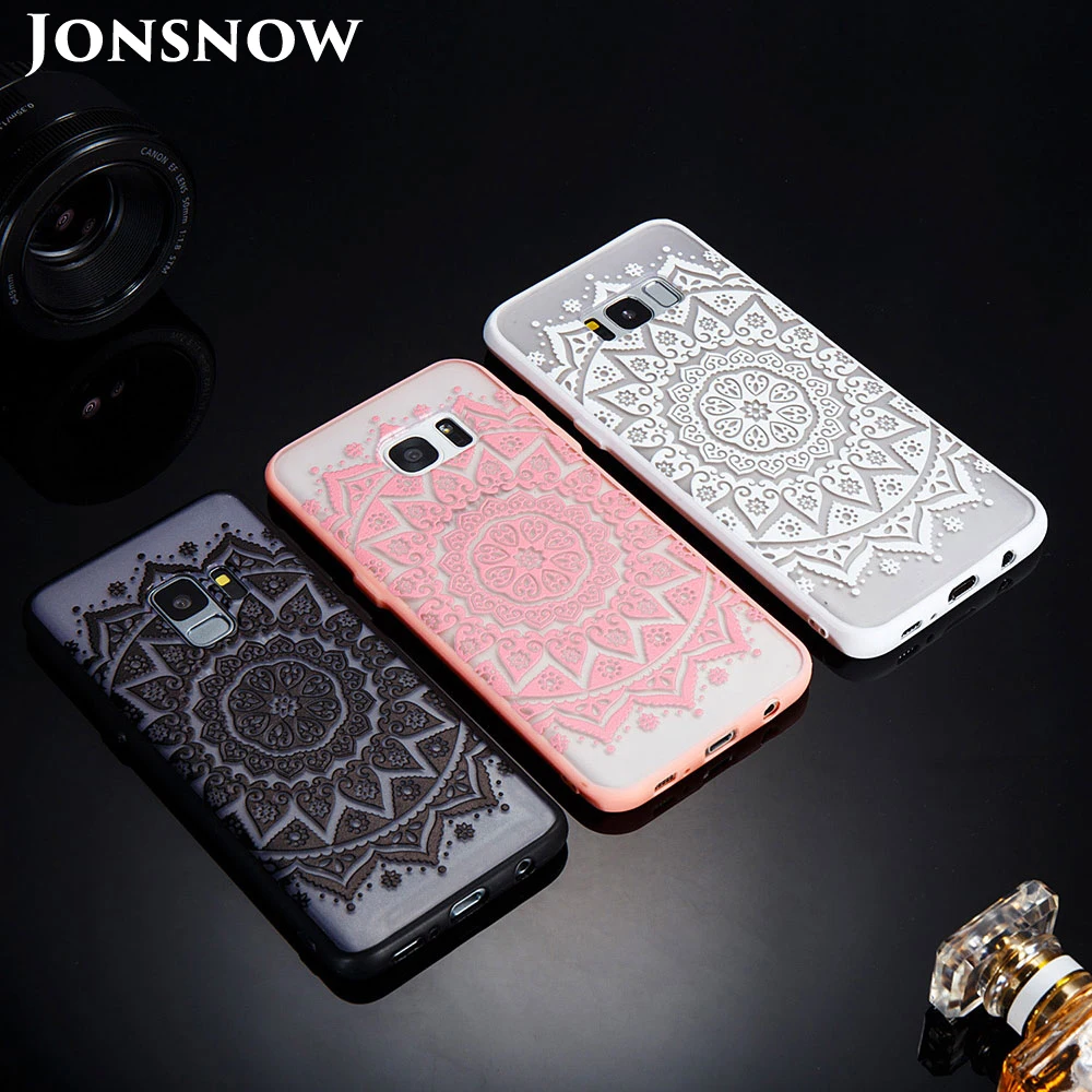 

JONSNOW Floral Case for Samsung Galaxy S6 S7 Edge S8 Plus S9 Plus Emboss Lace Hard PC+ Soft TPU Phone Back Protective Cover