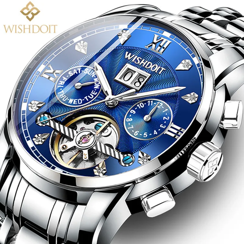 

2019 New Mens Watches Top Brand Luxury Automatic Mechanical Watch Men Full Steel Business Waterproof Clock Relogio Masculino+Box