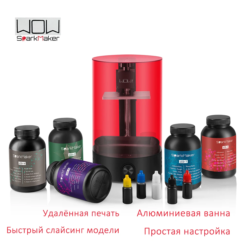LCD 3d printer WOW sparkmaker light curing UV Resin SLA express shipping from Moscow Russian warehouse