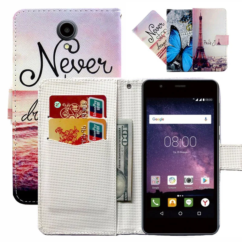 

Fashion 11 Colors Cartoon Painting PU Leather Magnetic clasp Wallet Cover For Philips S318 Case