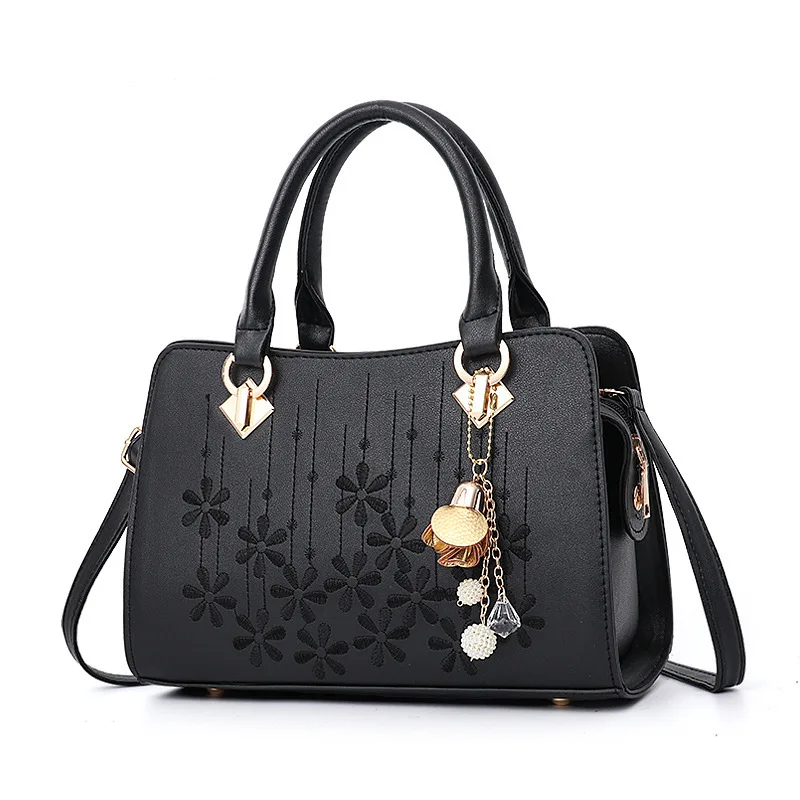 

Wobag 2019 New Fashion Women Handbag High Quality Embroidery Craft PU leather Lady Single Shoulder Crossbody Bag Black/Wine Red