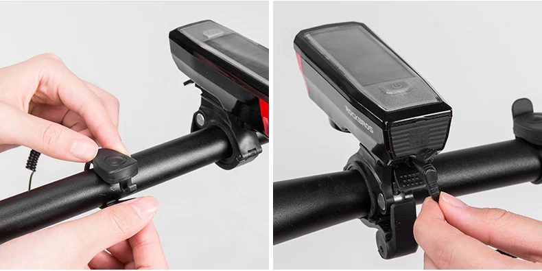 Flash Deal ROCKBROS Solar USB Charging Bike Bicycle Headlights IPX4 Waterproof 2 in 1 Bike Bell Light Sensing Smart Switch Bike Accessories 19