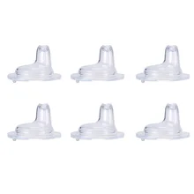 6pcs Anti Flatulence Replacement For Sippy Cup No Spill Durable Transparent Feeding Non Toxic Learning Spout Set Soft Silicone