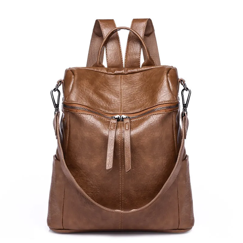 

Vintage women backpack pu leather school backpacks for teenage girls casual large capacity shoulder backbag travel bagpack zaini