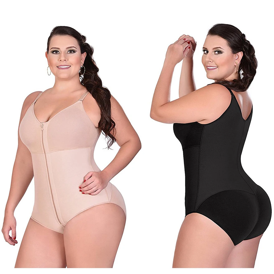 Women Shapewear Waist trainer Butt Firm Tummy Control Zip Front Open Bust Latex Bodysuit Full Body Shaper Slimming Plus Size 6X