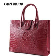 For Crocodile women’s genuine leather handbag ol women’s commercial women’s briefcase handbag large capacity brief shoulder bag