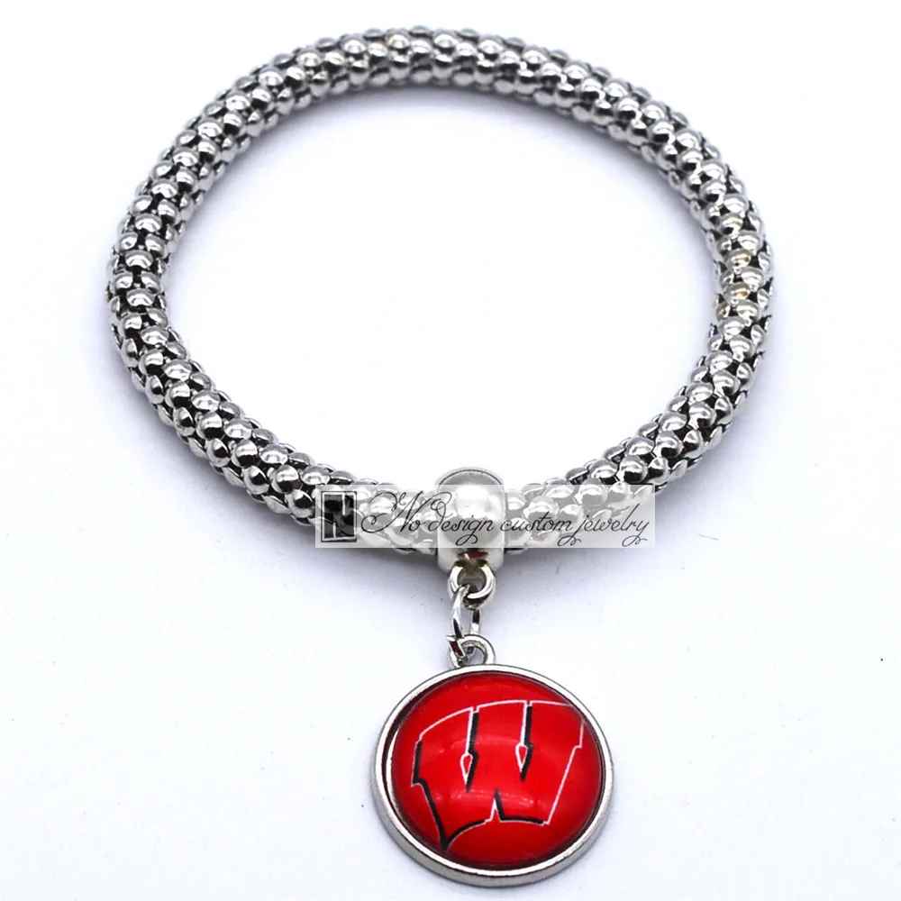 

2018 Trendy Jewelry Sport Bracelet NCAA Wisconsin Badgers Charms Bracelet&Bangle Women Men Fashion Accessories