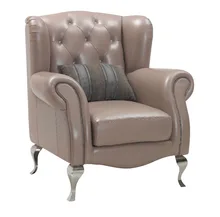 Marco de madera real silla de cuero y el brazo silla para sala de estar muebles con patas de acero inoxidable y el diamante