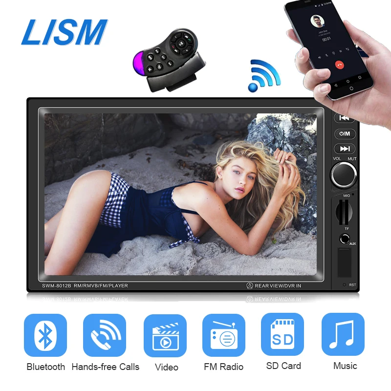 

Bluetooth 7 inch Universal Multimedia Car Stereo MP4 MP5 Player 2 Din Car Radio 7'' LCD Touch Screen USB AUX TF Autoradio 8012B