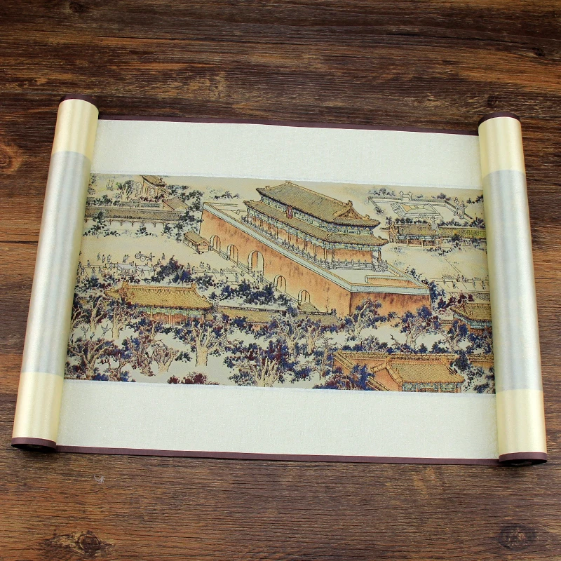 High Quality Silk brocade Scroll Painting Chinese craft the Imperial Palace panorama paint business gift office room home decor High Quality Silk brocade Scroll Painting Chinese craft the Imperial Palace panorama paint business gift office room home decor
