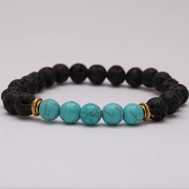 Buddha Prayer Natural Stone Bracelet For Women LAVA beads bracelets (3)