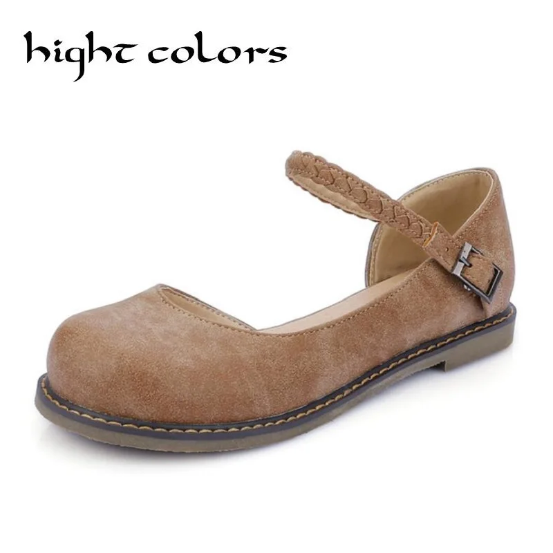 

HIGHT COLORS 2019 New Arrival Lovely Women's Loafers Women Flat Heel Boat Shoes Summer Casual Retro Button Sandals US 10.5 30 43