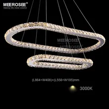 K9 Crystal LED Pendant Lights Silver Steel Kitchen Lighting Pendants Round Ring LED Lustre Dining Room Suspended Lamp