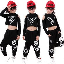 20pcs/lot Black Boys Girls Hip Hop Dance Costumes Kids Jazz Clothes Children Stage Ballroom Competition Hiphop Dance Wear
