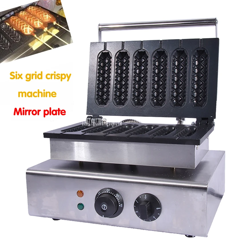 Electric 6 Pieces Crispy Corn Hot Dog Waffle Maker 1.55 KW Non Stick