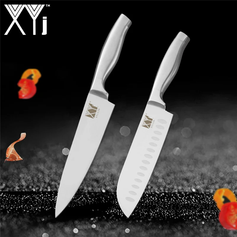 XYj нож шеф-повара из нержавеющей стали, набор кухонных ножей, фруктовый нож Santoku, нож для нарезки хлеба, набор аксессуаров, инструменты для приготовления пищи - Цвет: E