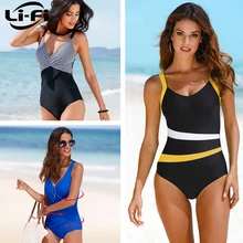 LI-FI 2019 um pedaço maiô feminino clássico do vintage maiô sliming push up terno de natação verão beachwear xxl(China)