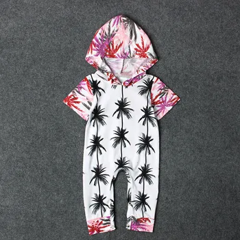 

Newborn Toddler Baby Leaves Print Infant Hooded Romper Jumpsuit Fashion Clothes Outfit Baby Zomer Kleding Meisje Roupa Infantil