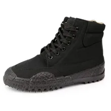 Холщовые сапоги Зимняя обувь освобождение, бега; тренировочная обувь; армейские ботинки черный Высокая Талия плотная обувь из материала на основе хлопка для Для мужчин обувь для прогулок на открытом воздухе