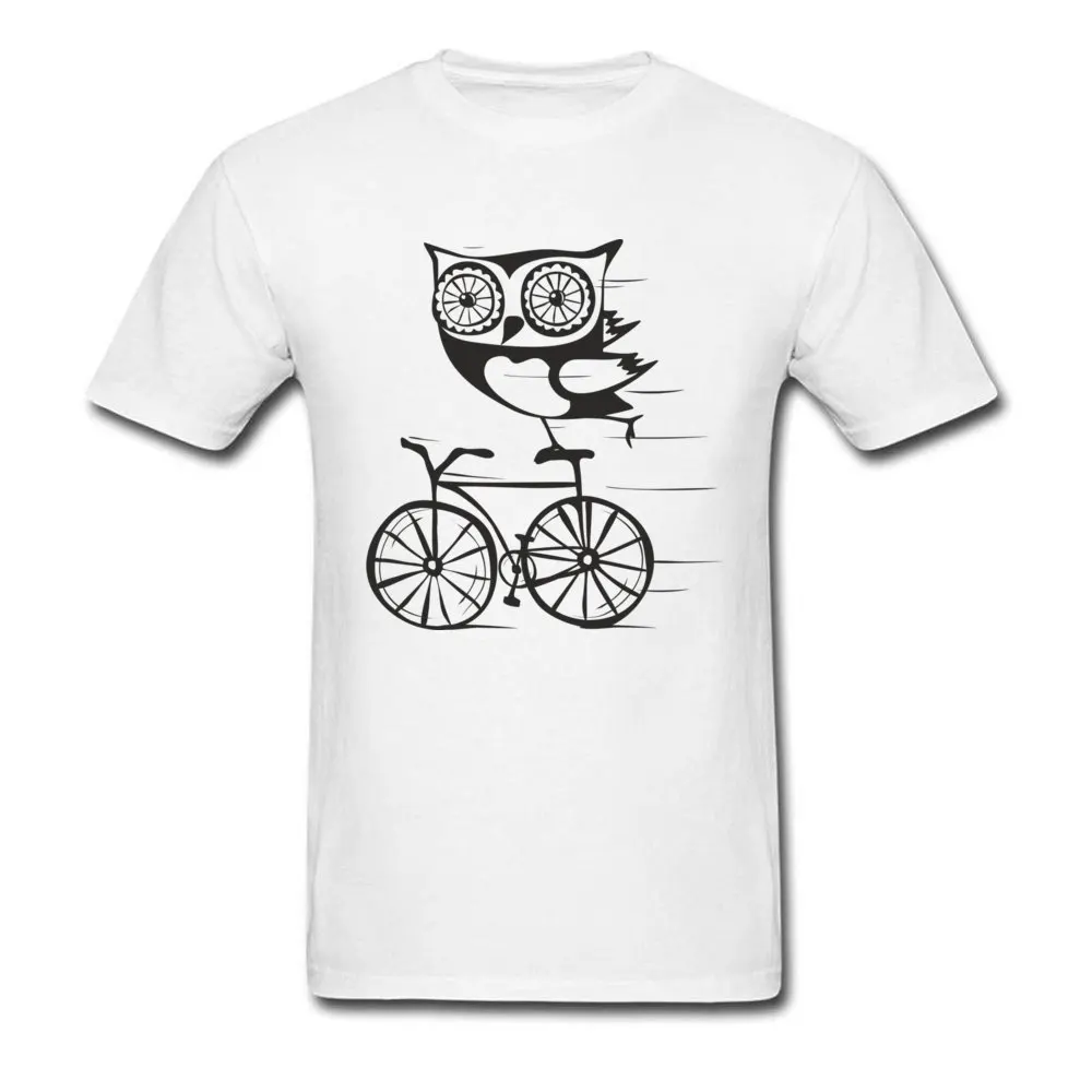Owl by bicycle T Shirt Casual Short Sleeve Fashion O Neck 100% Cotton Fabric T Shirt Casual Tops Shirts for Men ostern Day Owl by bicycle white